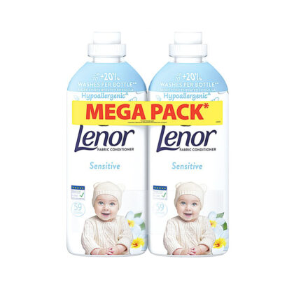 Lenor Sensitive – Assouplissant pour linge délicat, pack duo 2,48 L
