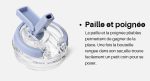 Détail de la paille pliable et de la poignée de transport